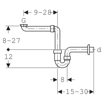 Geberit buissifon voor wastafel, plaatsbesparend model, afvoer horizontaal 6/4 x 40 (151.107.11.1)