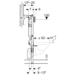 Geberit Duofix element UP 320 voor hang-wc, 112 cm, met Sigma inbouwspoelreservoir 12 cm Incl. muurbevestiging (111.305.00.5)