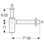 Geberit dompelbuissifon chroom voor wastafel, afvoer horizontaal, Kunststof 5/4 x 32 (151.034.21.1)